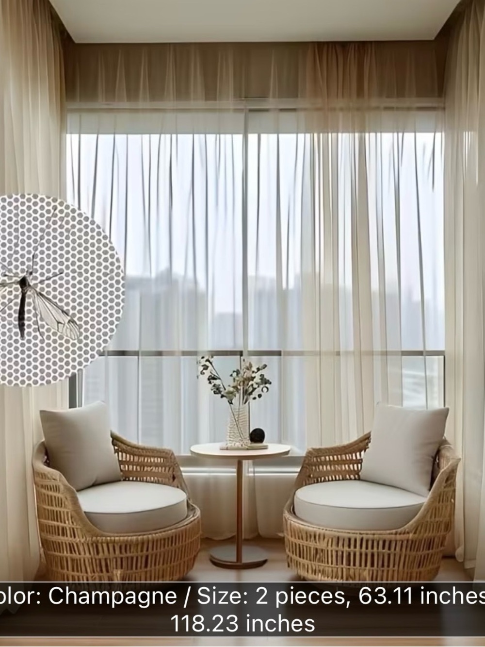 Amazon Champagne Sheer Window Curtains - Lightweight Neutral Panels